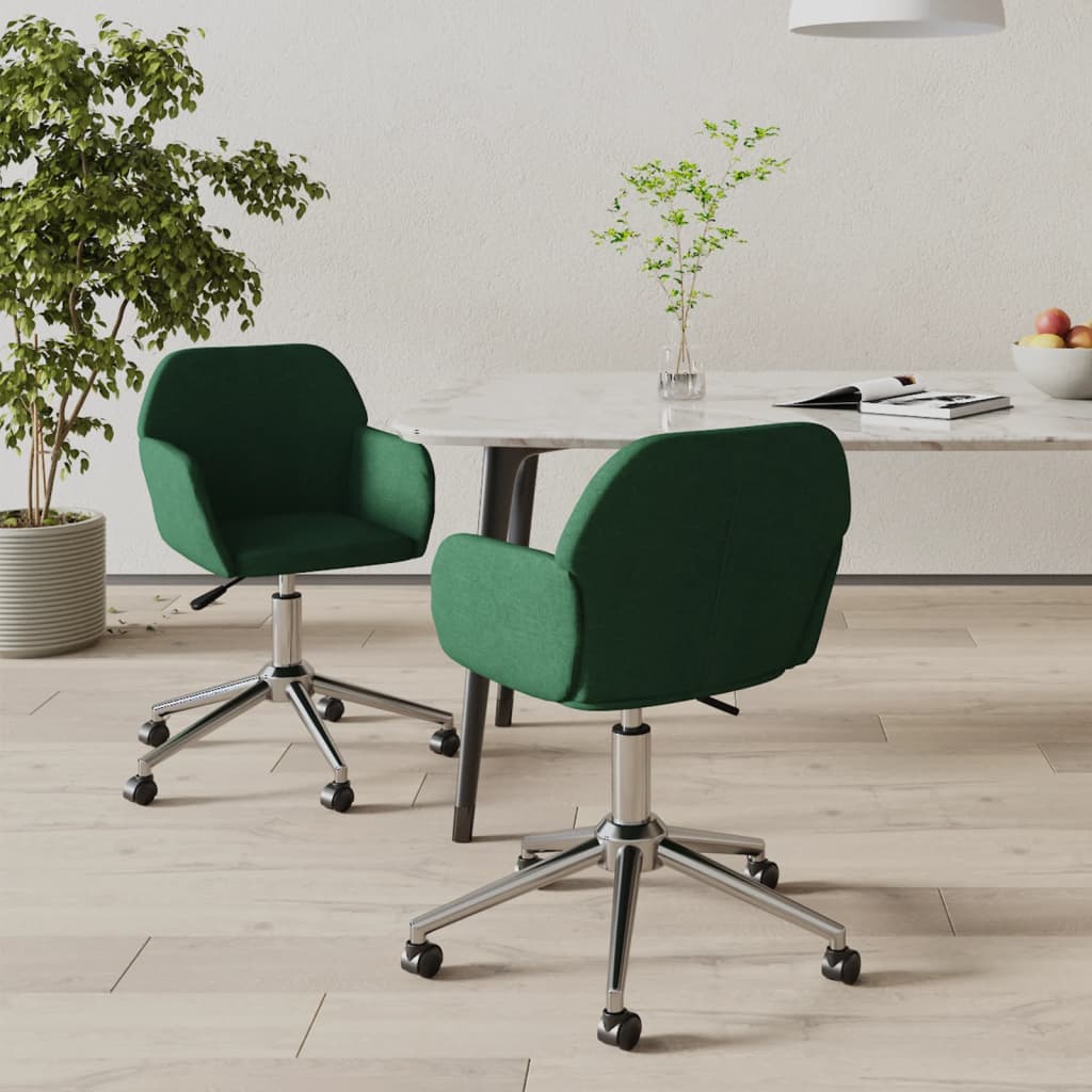 Chaises pivotantes à manger lot de 2 vert foncé tissu - XIOS