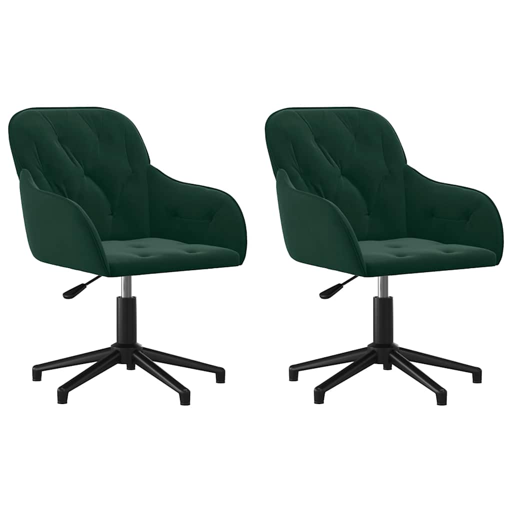 Chaises pivotantes à manger lot de 2 Vert foncé Velours - XIOS