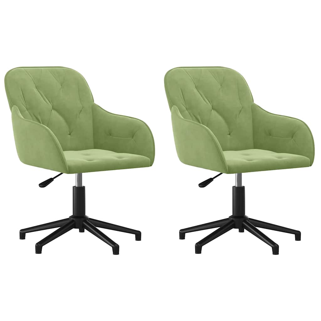 Chaises pivotantes à manger lot de 2 Vert clair Velours - XIOS