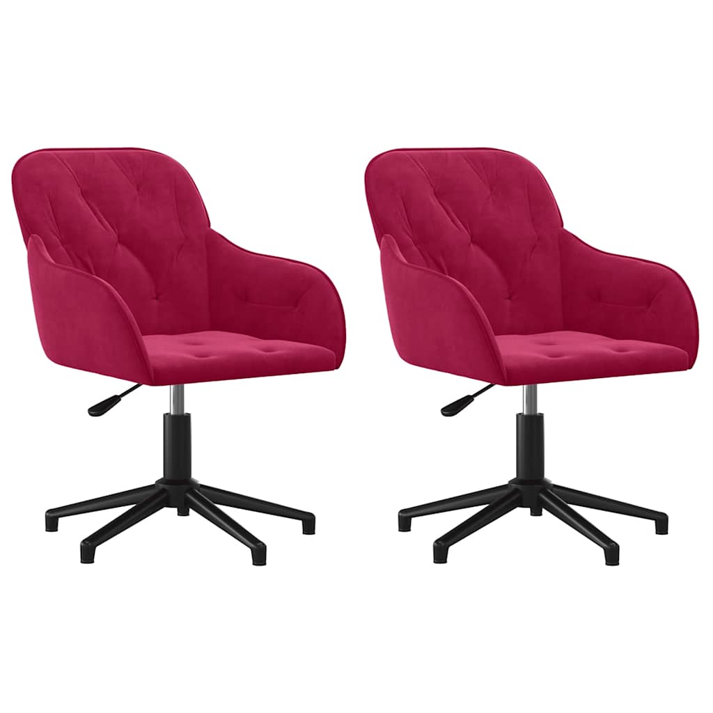 Chaises pivotantes à manger lot de 2 Rouge bordeaux Velours - XIOS