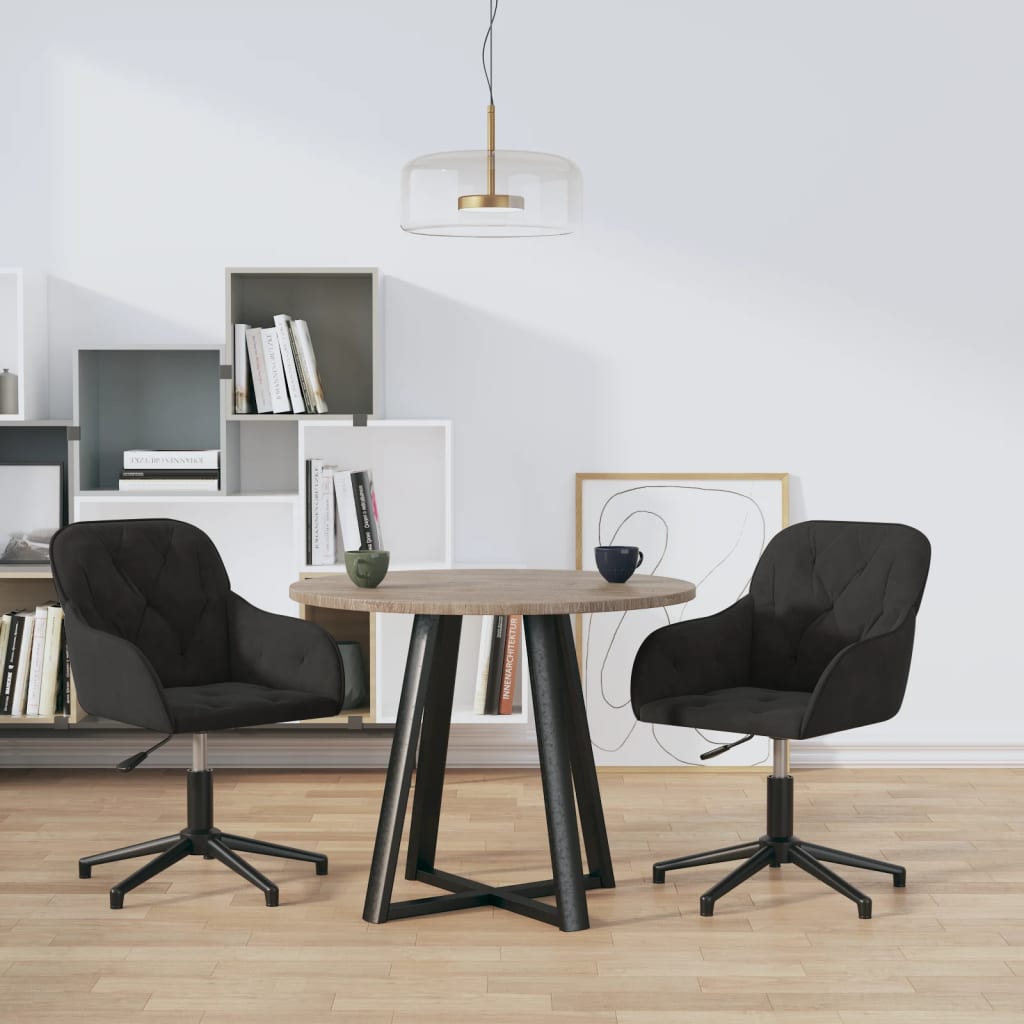 Chaises pivotantes à manger lot de 2 Noir Velours - XIOS