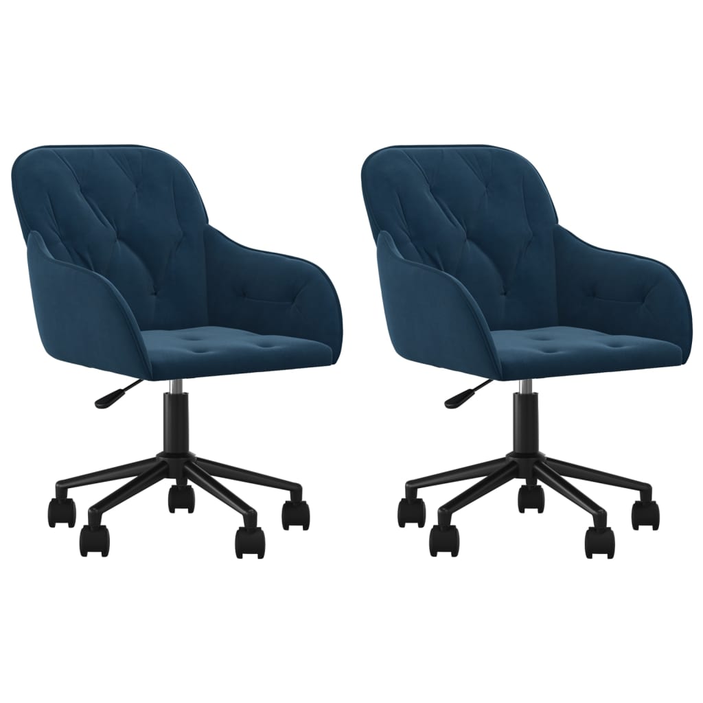 Chaises pivotantes à manger lot de 2 Bleu Velours - XIOS