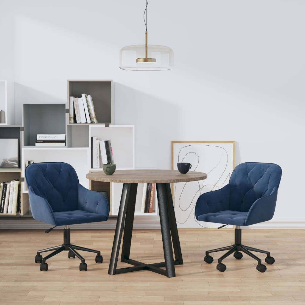 Chaises pivotantes à manger lot de 2 Bleu Velours - XIOS