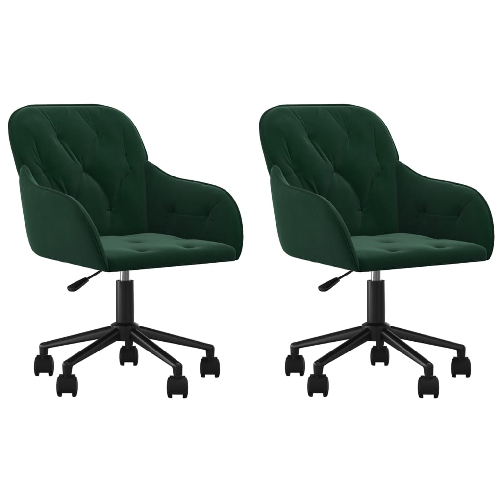 Chaises pivotantes à manger lot de 2 Vert foncé Velours - XIOS