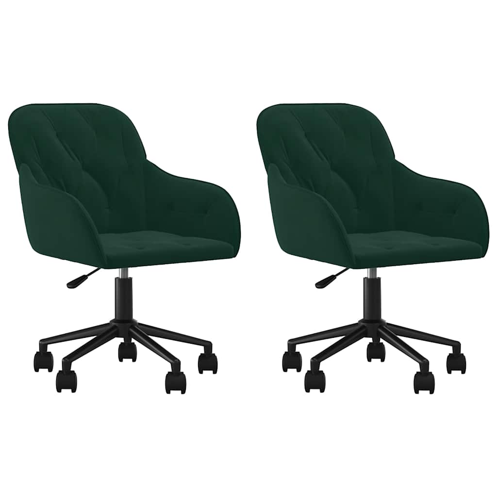 Chaises pivotantes à manger lot de 2 Vert foncé Velours - XIOS