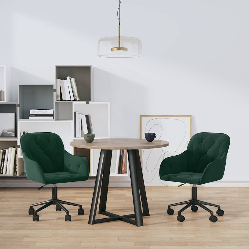 Chaises pivotantes à manger lot de 2 Vert foncé Velours - XIOS