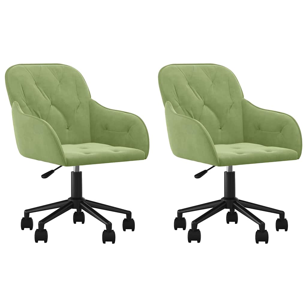 Chaises pivotantes à manger lot de 2 Vert clair Velours - XIOS