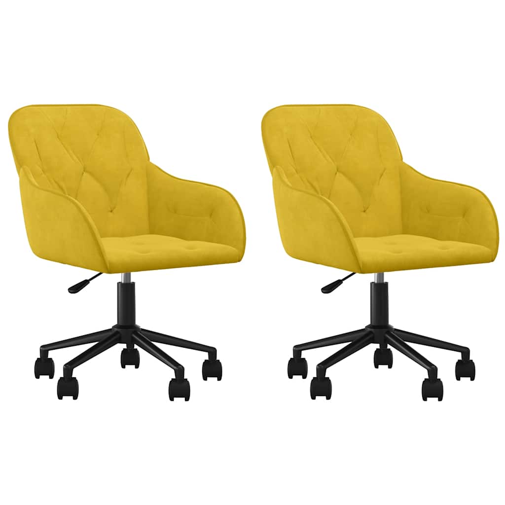 Chaises pivotantes à manger lot de 2 Jaune Velours - XIOS