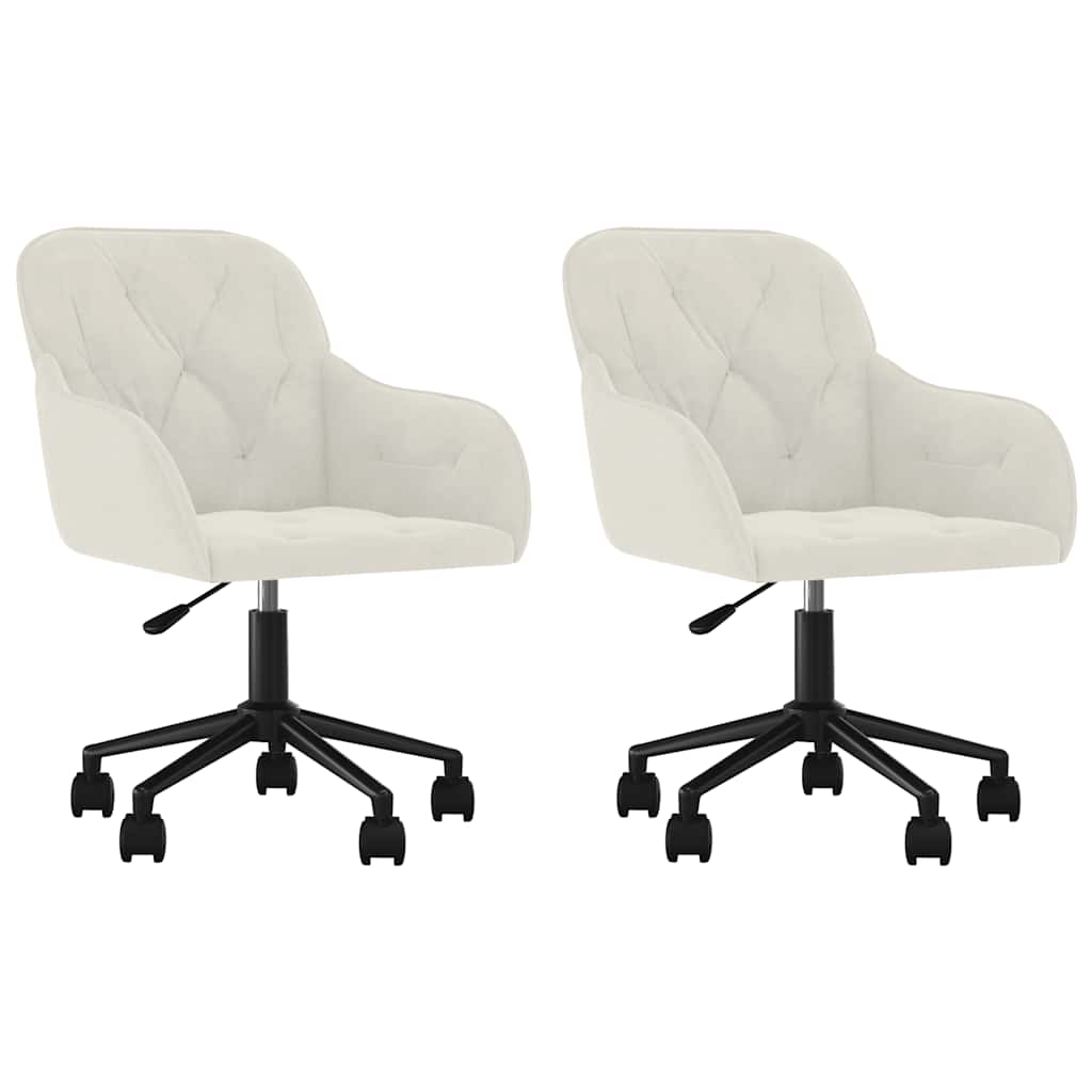 Chaises pivotantes à manger lot de 2 Crème Velours - XIOS