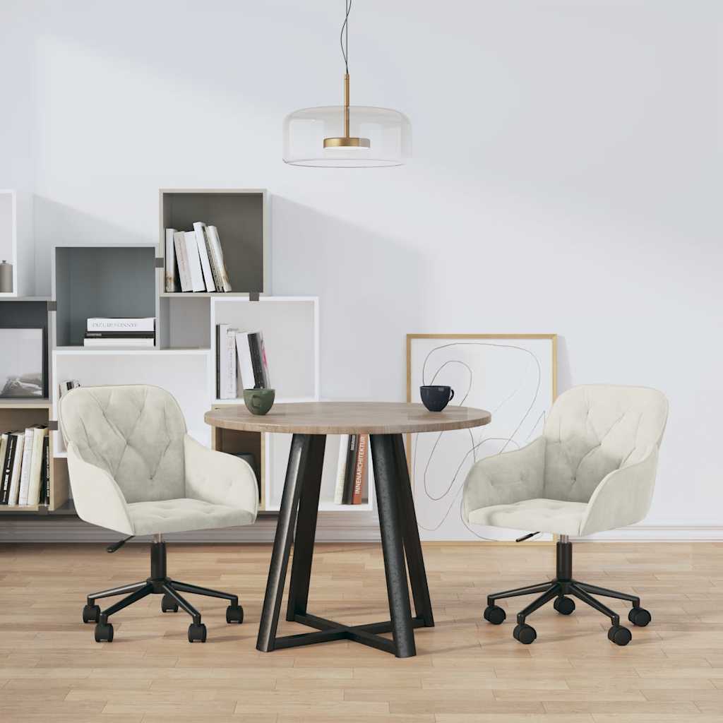 Chaises pivotantes à manger lot de 2 Crème Velours - XIOS