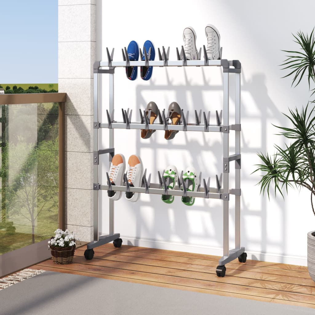 Étagère à chaussures avec roulettes Argenté 66x27x100 cm - XIOS