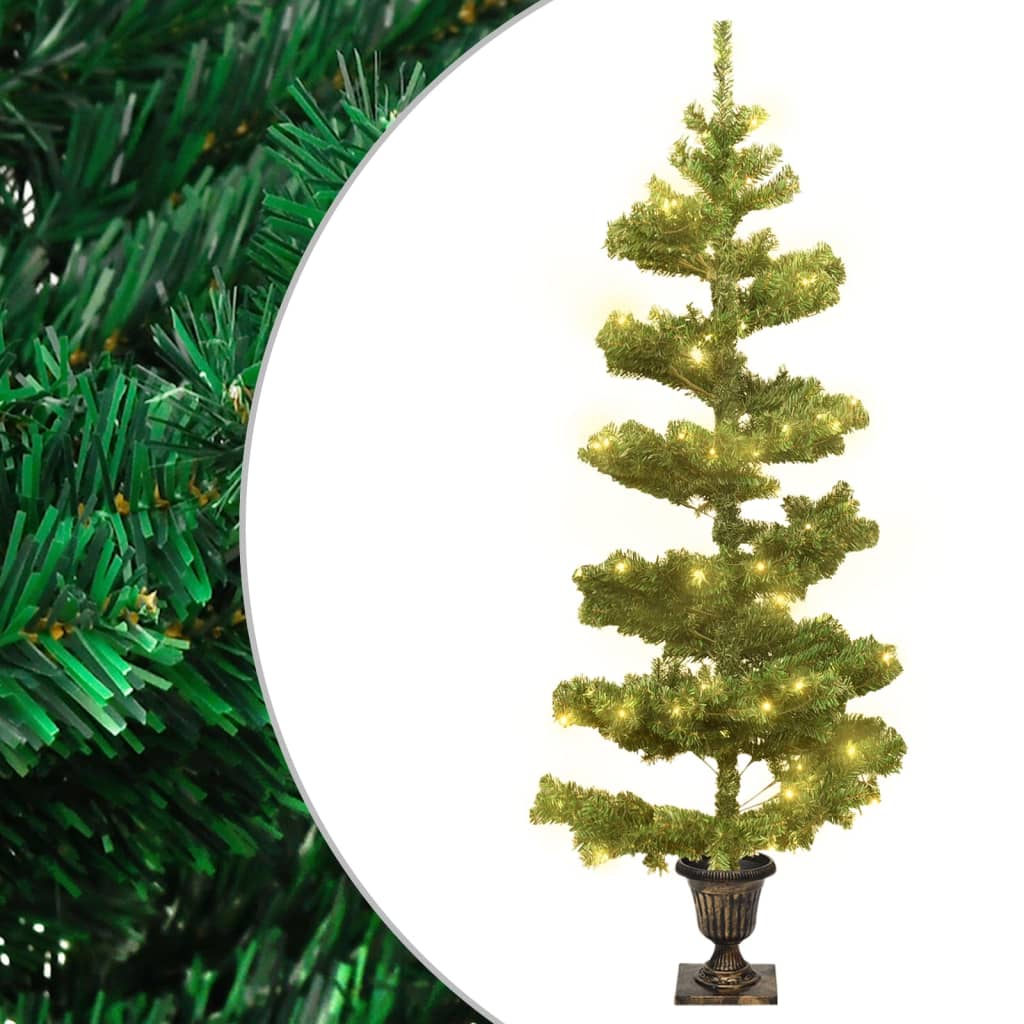 Arbre de Noël hélicoïdal pré-éclairé avec pot vert 120 cm PVC - XIOS