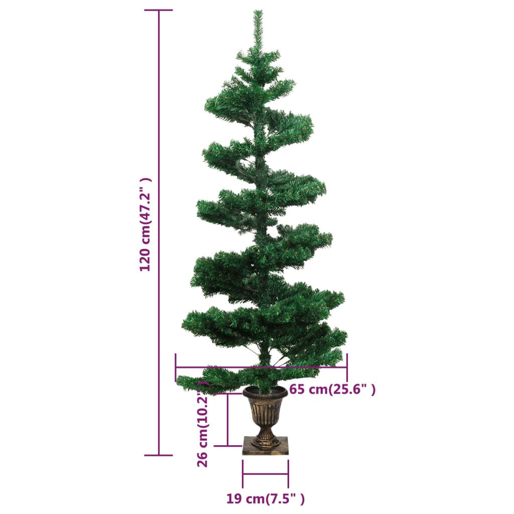 Arbre de Noël hélicoïdal pré-éclairé avec pot vert 120 cm PVC - XIOS