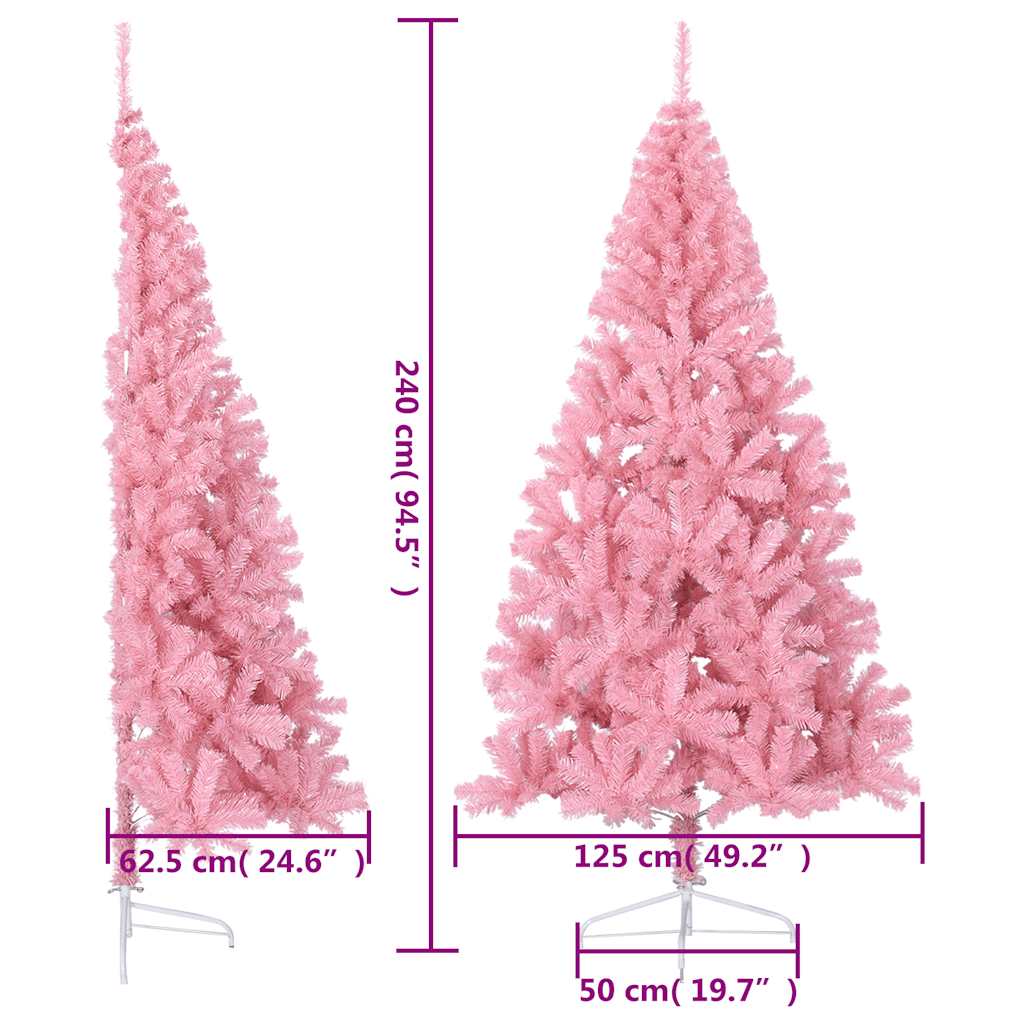 Demi sapin de Noël artificiel avec support Rose 240 cm PVC - XIOS