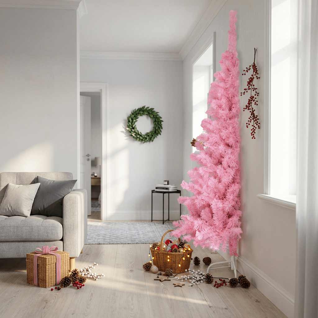 Demi sapin de Noël artificiel avec support Rose 240 cm PVC - XIOS