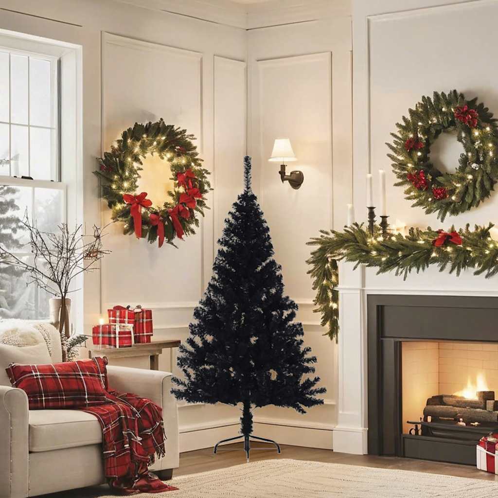 Demi sapin de Noël artificiel avec support Noir 150 cm PVC - XIOS