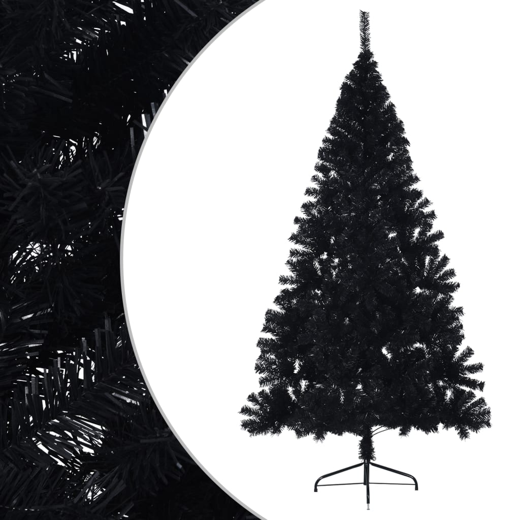 Demi sapin de Noël artificiel avec support Noir 210 cm PVC - XIOS