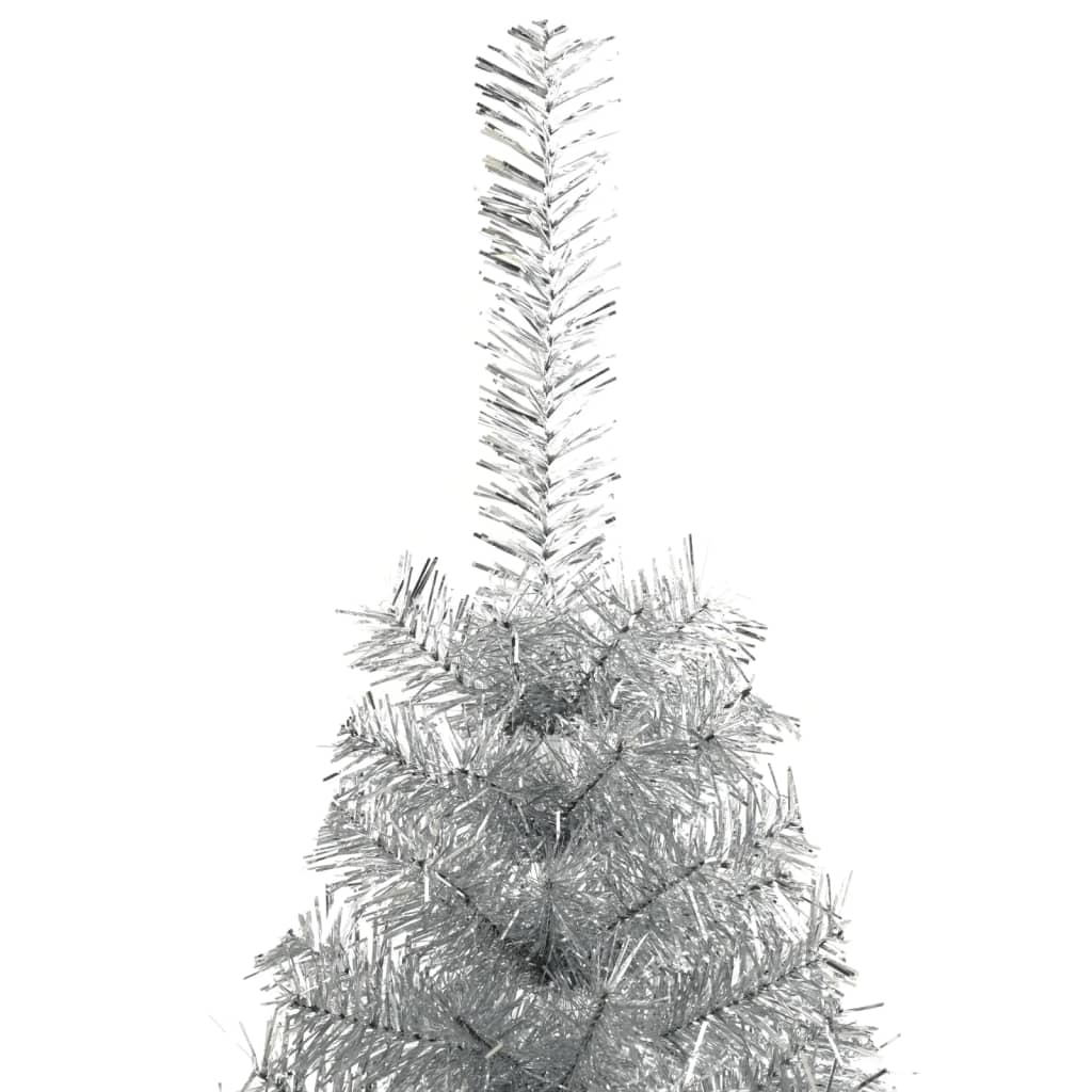 Demi sapin de Noël artificiel avec support argenté 120 cm PET - XIOS