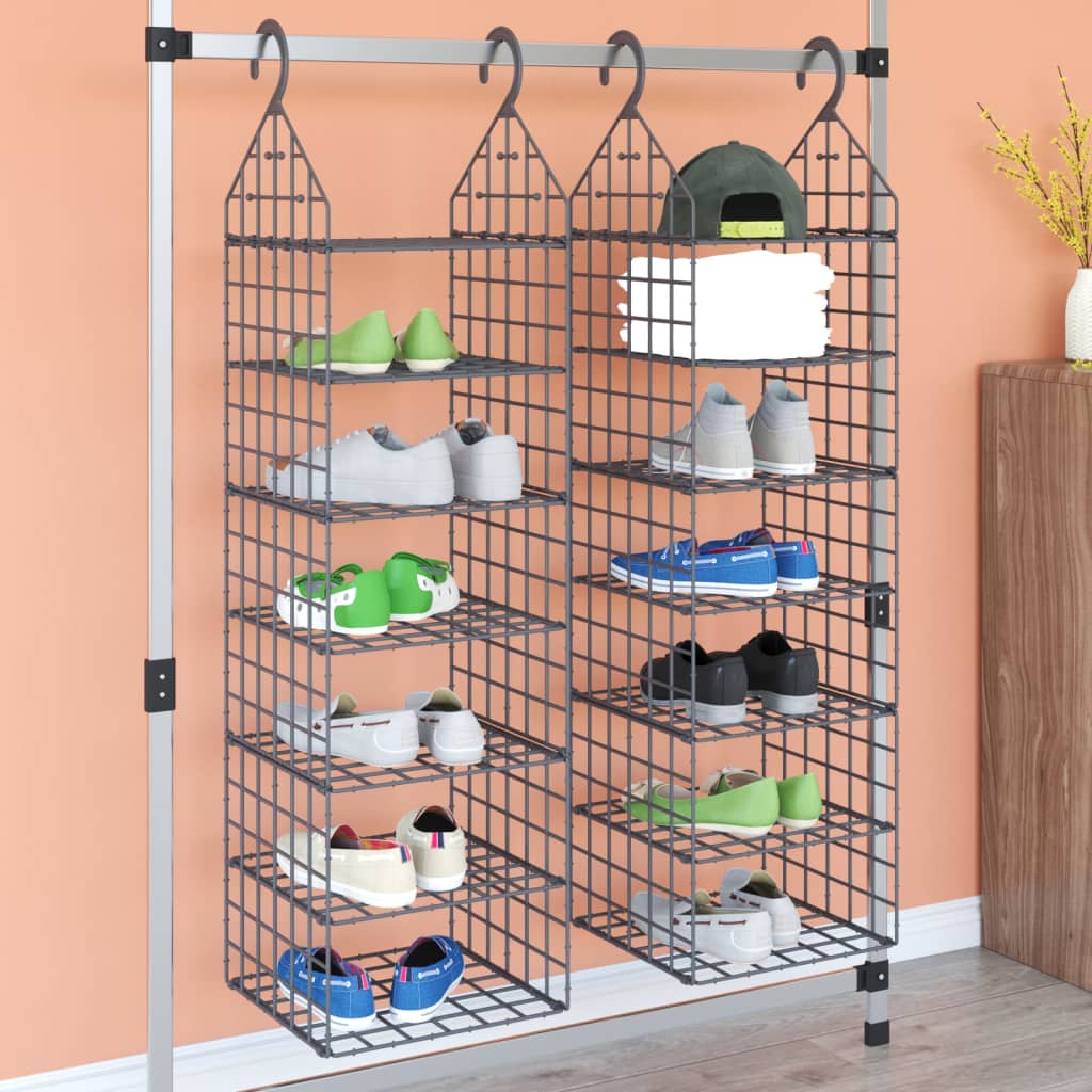 Organisateur de garde-robe suspendu avec 7 étagères 2 pcs - XIOS