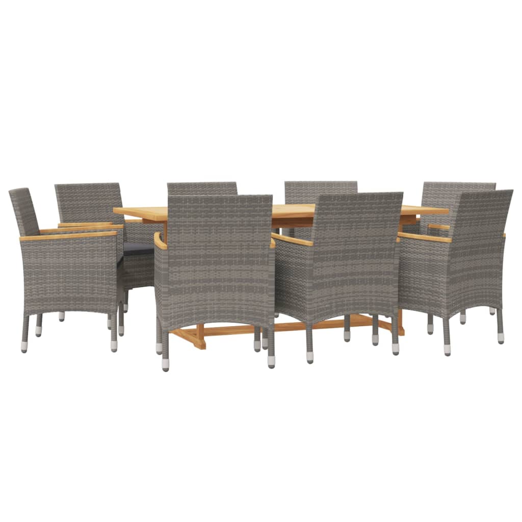 Ensemble à manger de jardin 9 pcs avec coussins Gris - XIOS