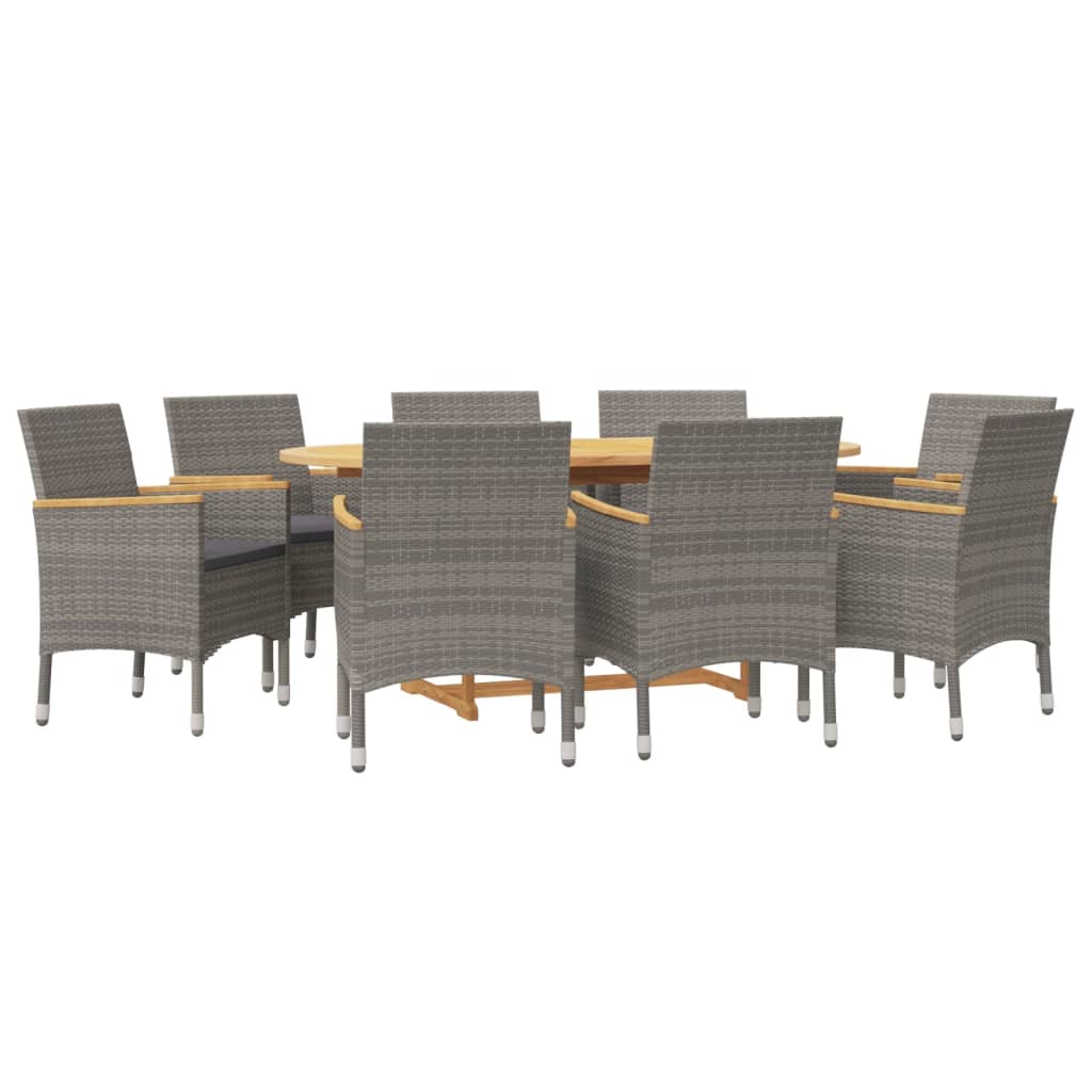 Ensemble à manger de jardin 9 pcs avec coussins Gris - XIOS