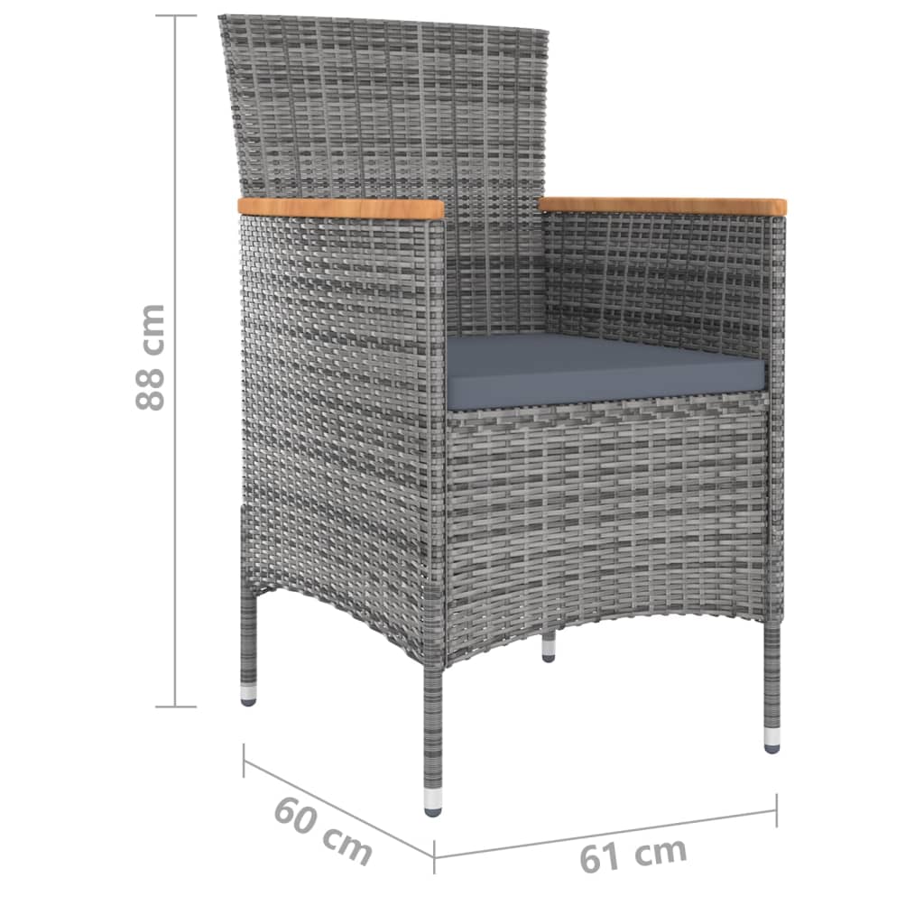 Ensemble à manger de jardin 9 pcs avec coussins Gris - XIOS