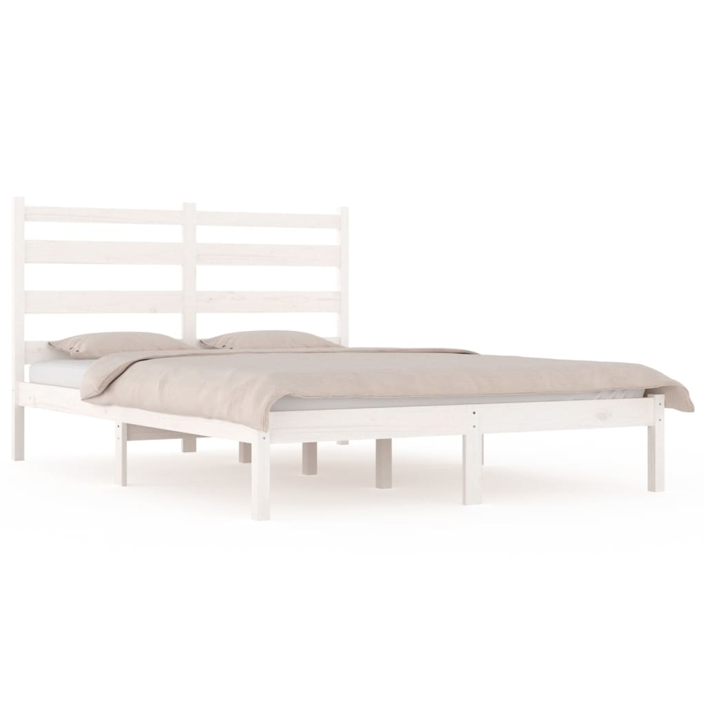 Cadre de lit sans matelas blanc bois de pin massif - XIOS