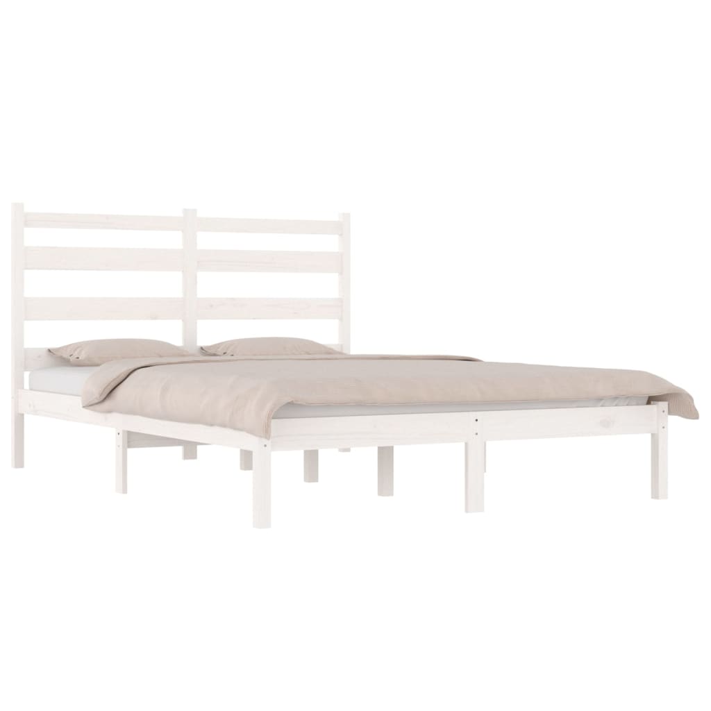 Cadre de lit sans matelas blanc bois de pin massif - XIOS