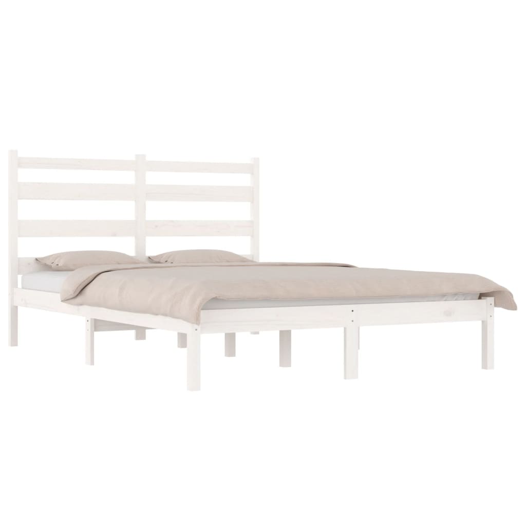 Cadre de lit sans matelas blanc bois massif 120x200 cm - XIOS