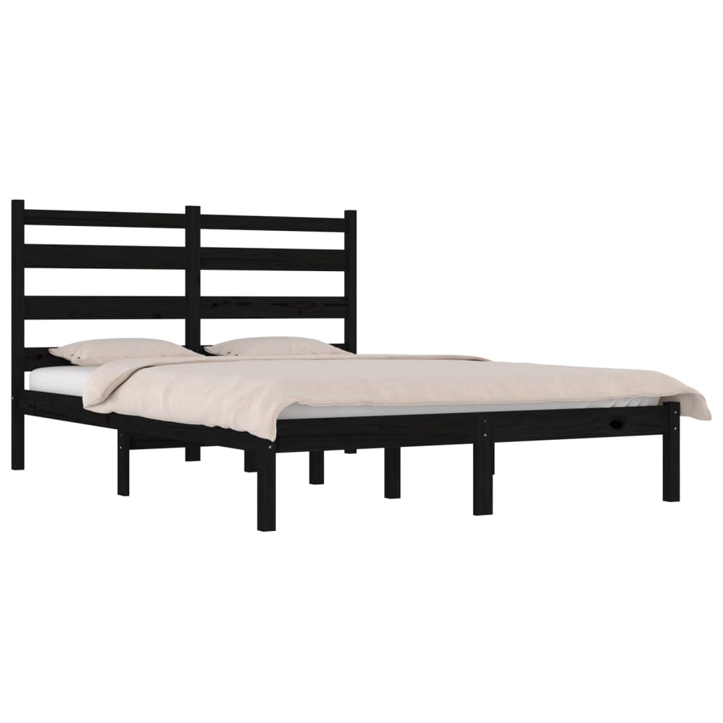 Cadre de lit sans matelas noir bois massif 200x200 cm - XIOS