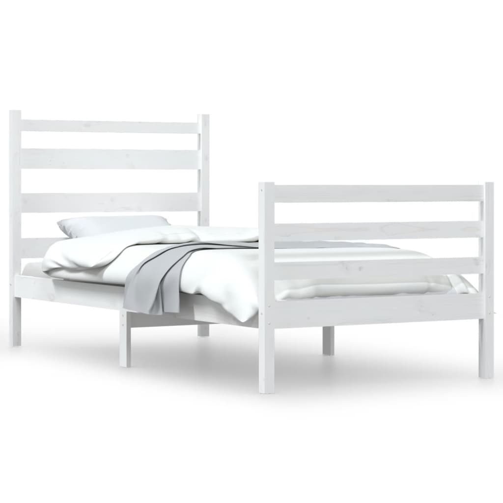 Cadre de lit sans matelas bois de pin massif 100x200 cm blanc - XIOS