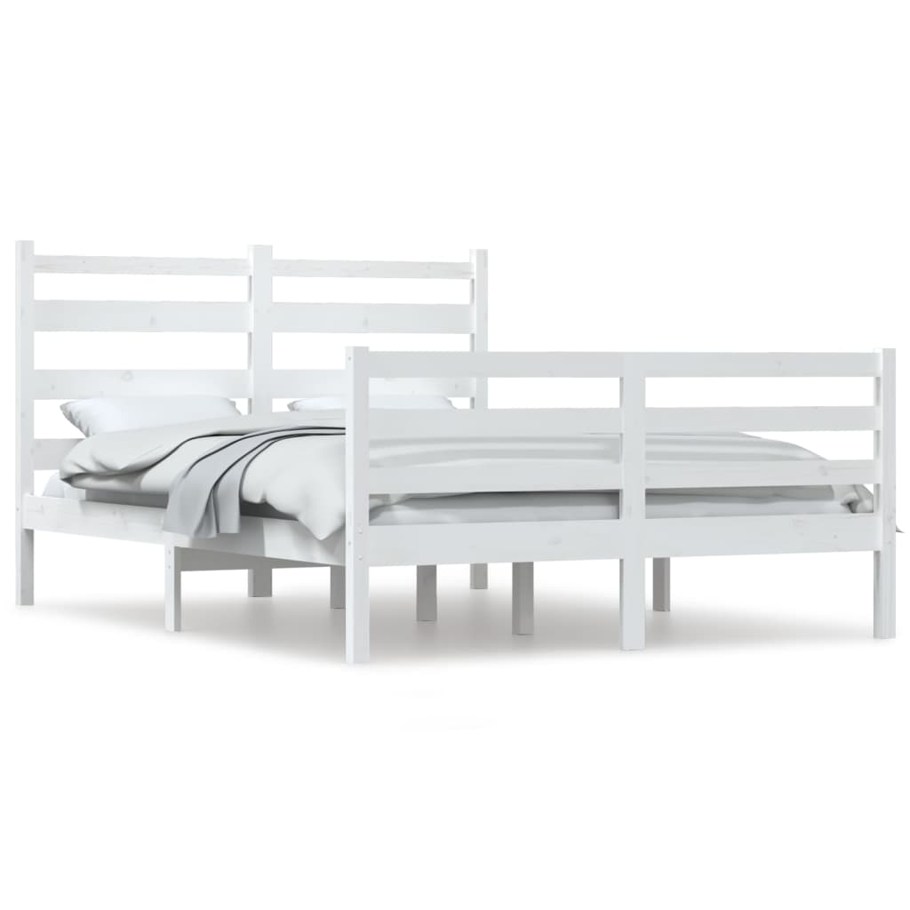 Cadre de lit sans matelas bois de pin massif 120x200 cm blanc - XIOS