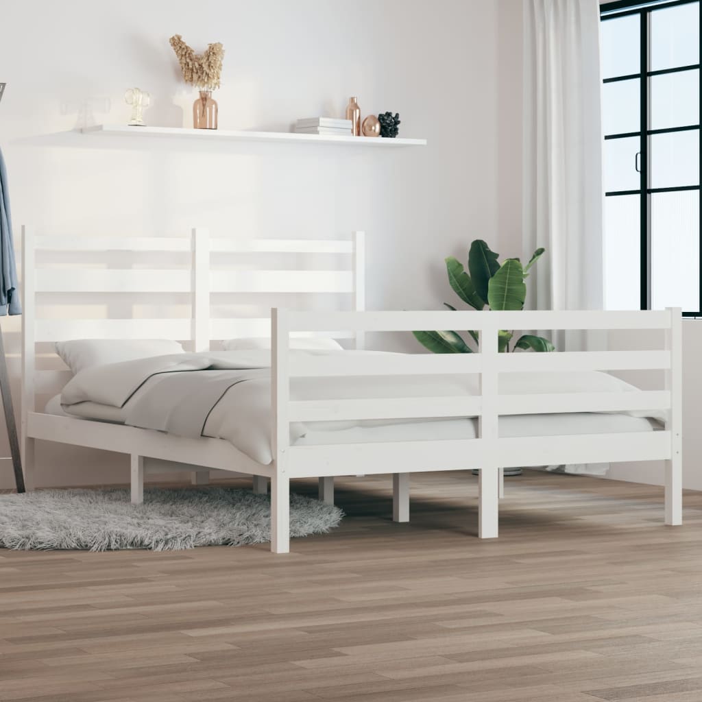 Cadre de lit sans matelas bois de pin massif 120x200 cm blanc - XIOS