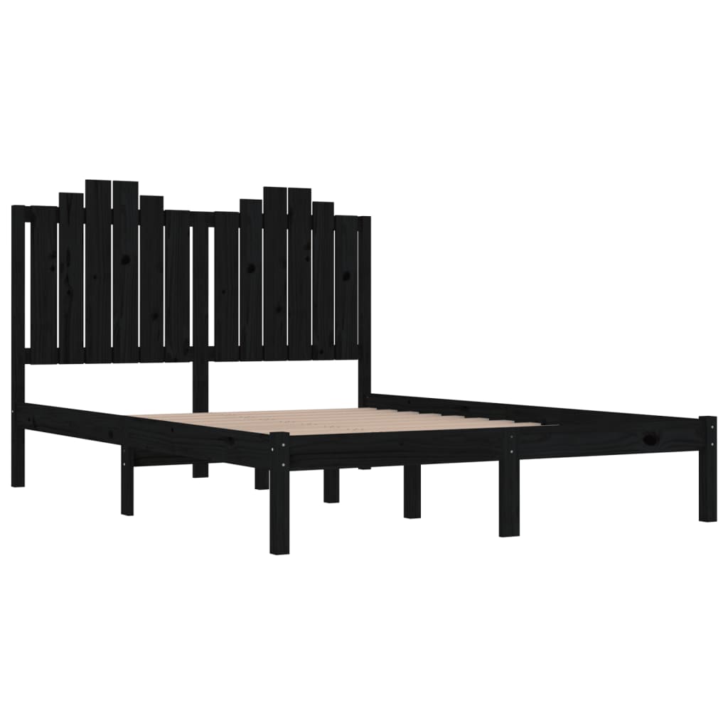 Cadre de lit sans matelas noir bois massif 140x190 cm - XIOS