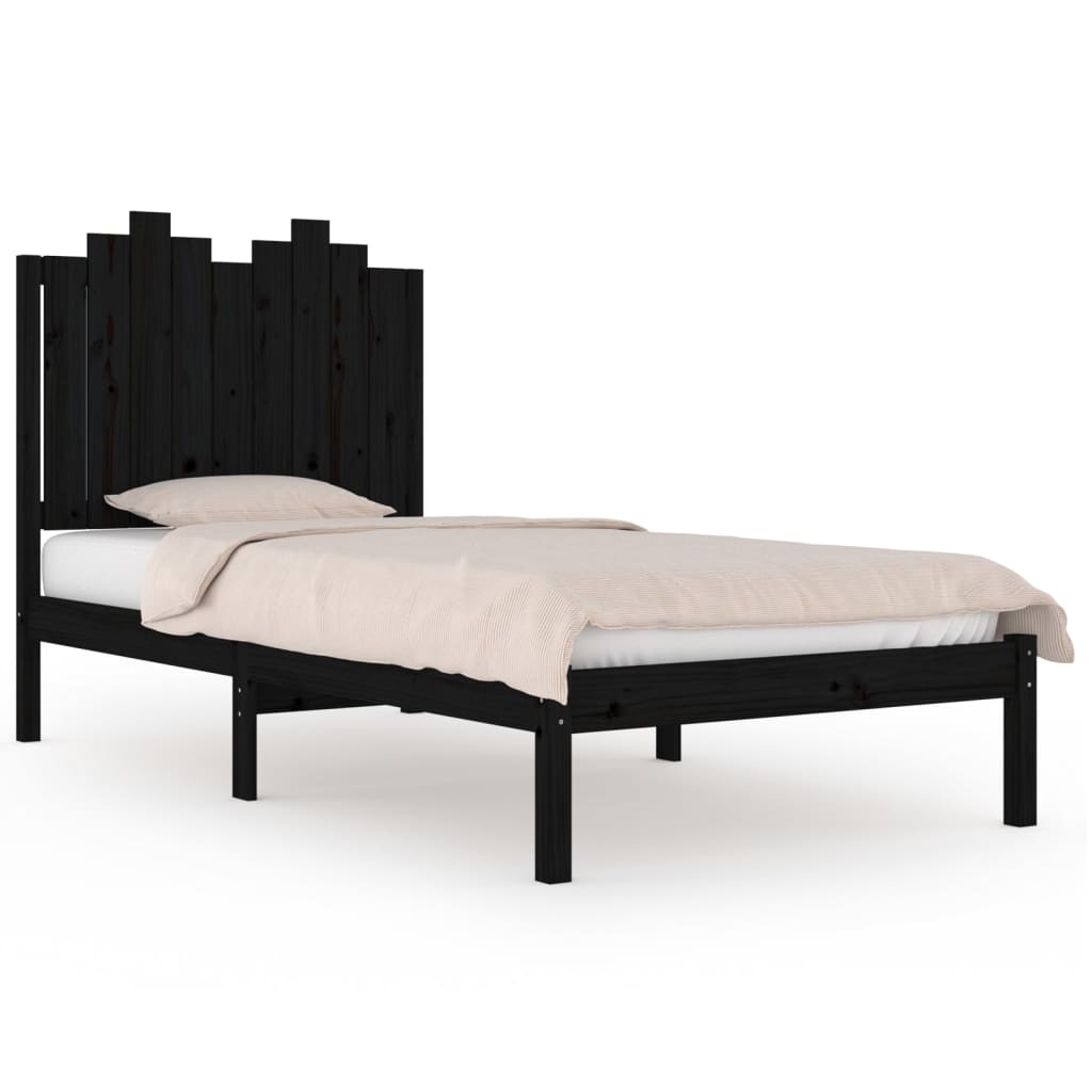 Cadre de lit sans matelas noir bois massif 100x200 cm - XIOS