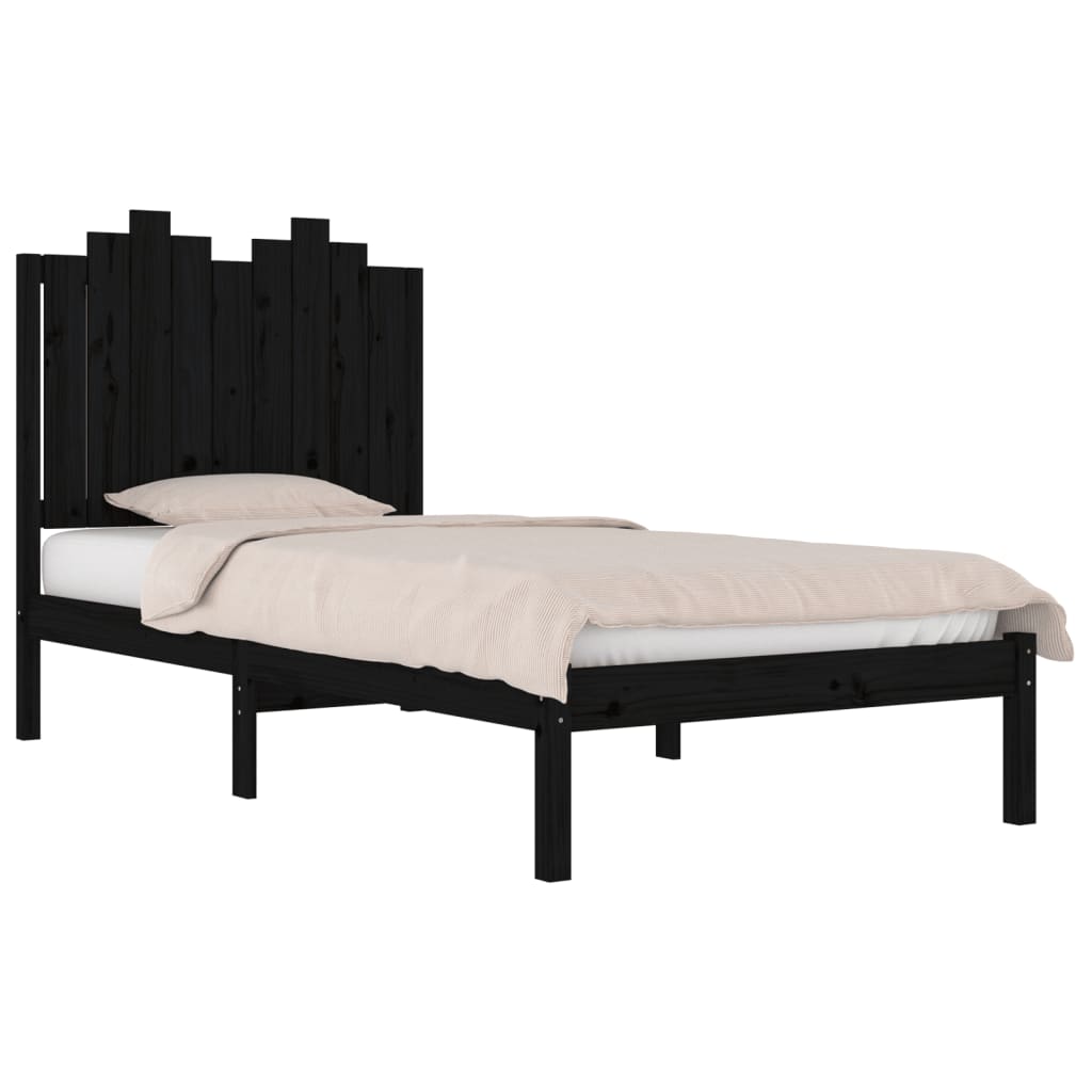 Cadre de lit sans matelas noir bois massif 100x200 cm - XIOS