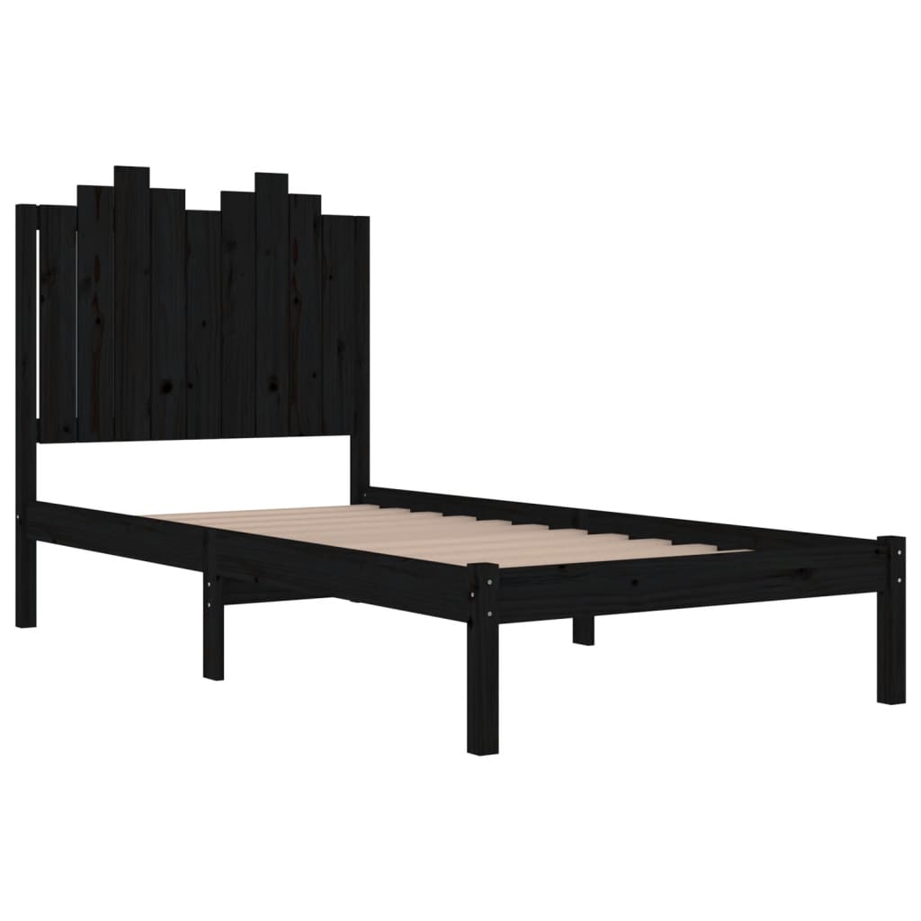Cadre de lit sans matelas noir bois massif 100x200 cm - XIOS
