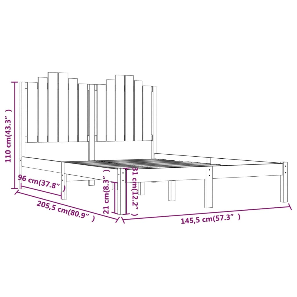 Cadre de lit Bois de pin massif 140x200 cm - XIOS
