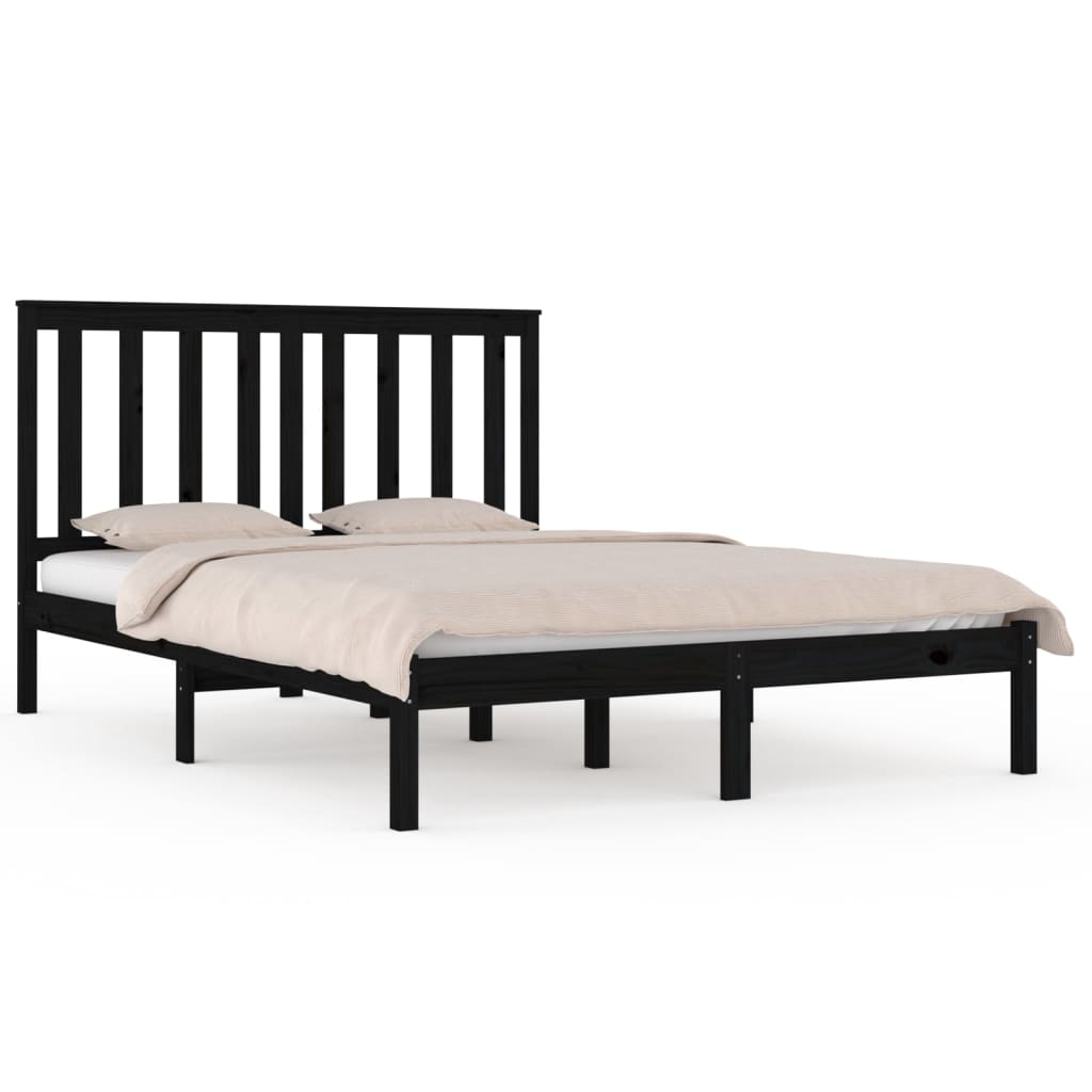 Cadre de lit sans matelas noir bois massif 200x200 cm - XIOS