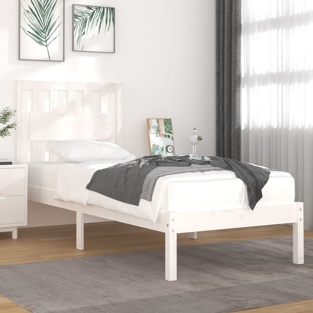 Cadre de lit sans matelas blanc bois massif - XIOS