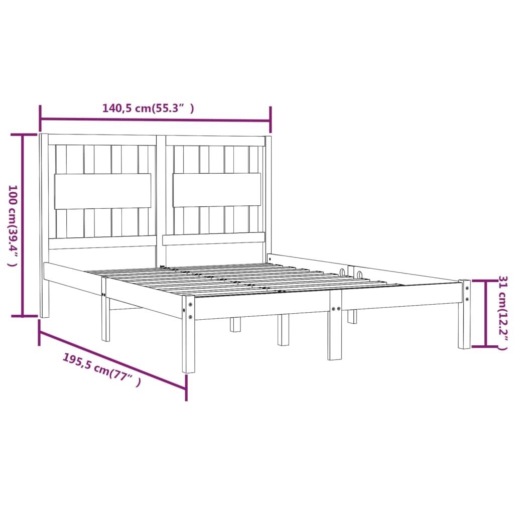 Cadre de lit sans matelas blanc bois massif - XIOS