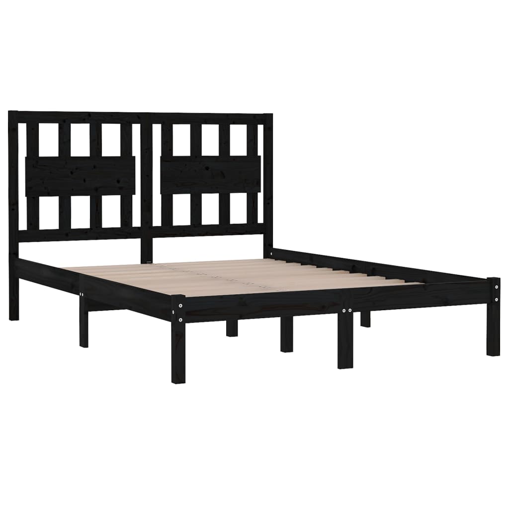 Cadre de lit sans matelas noir bois massif 140x190 cm - XIOS