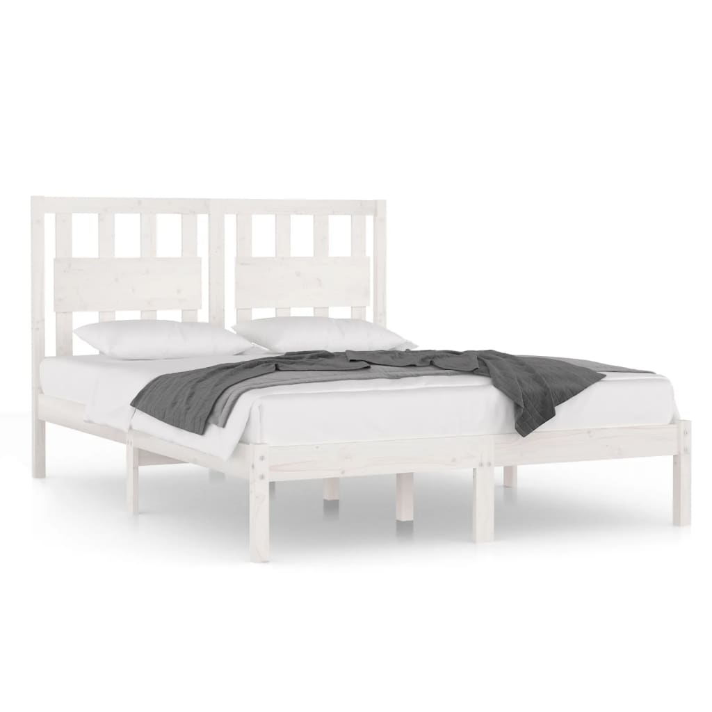 Cadre de lit sans matelas blanc bois massif 120x200 cm - XIOS