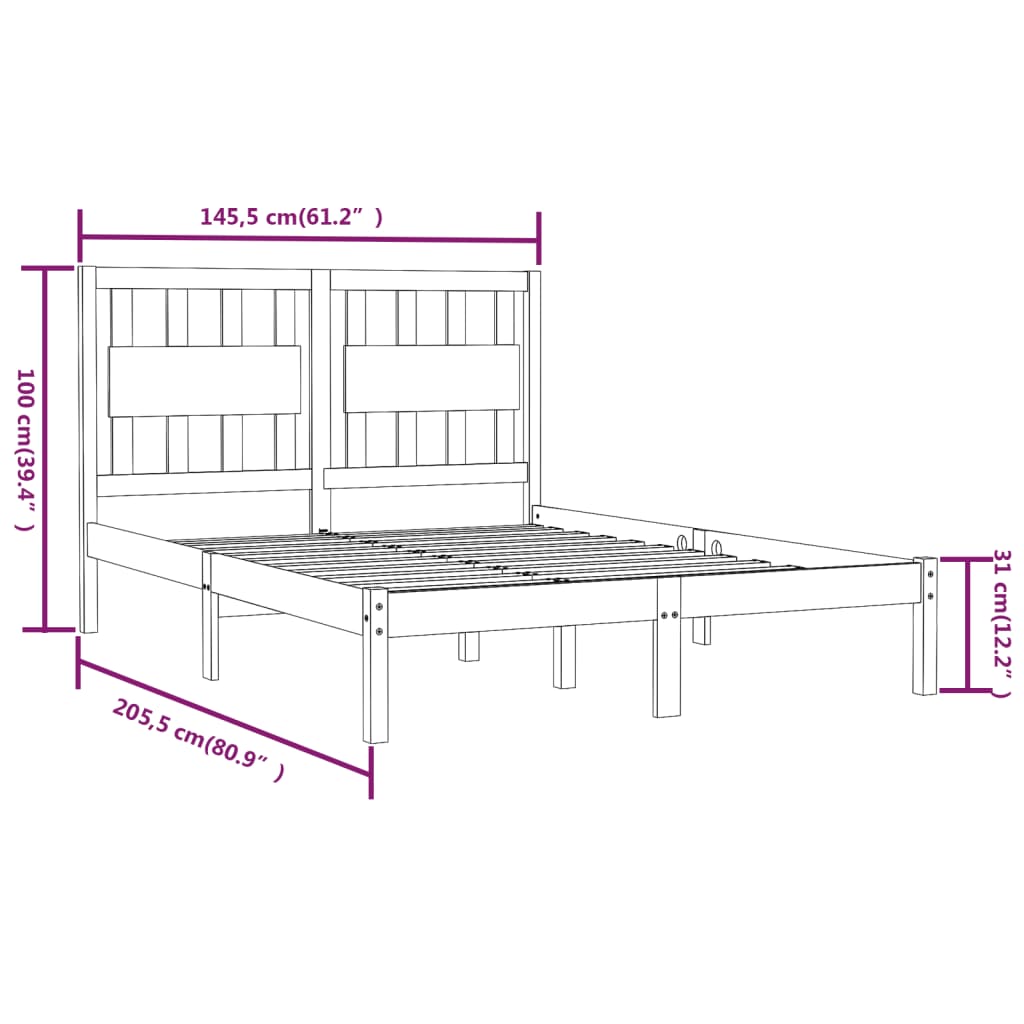 Cadre de lit sans matelas blanc bois massif 140x200 cm - XIOS