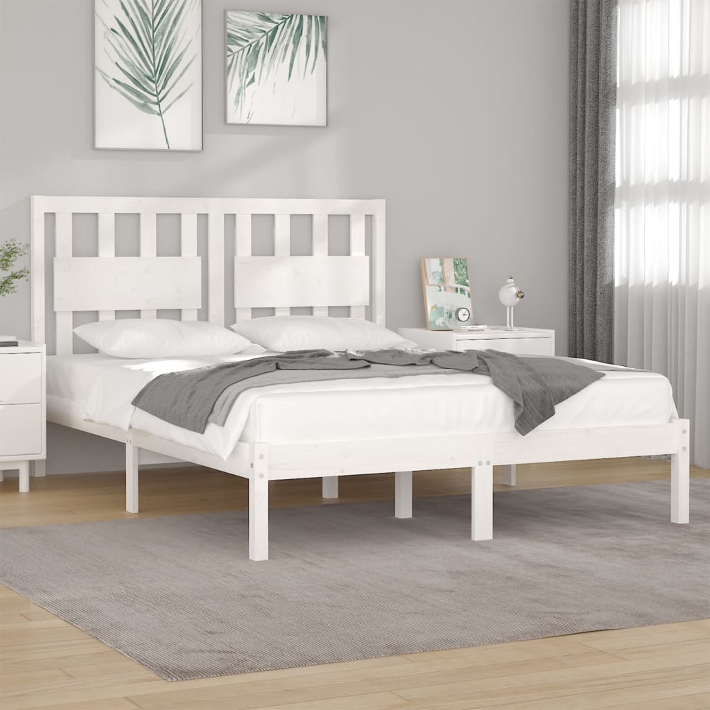 Cadre de lit sans matelas blanc bois massif 140x200 cm - XIOS