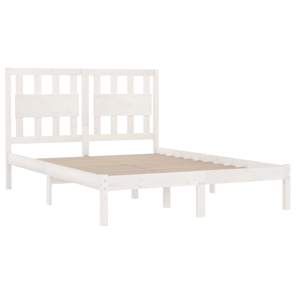 Cadre de lit sans matelas blanc bois de pin massif 160x200 cm - XIOS