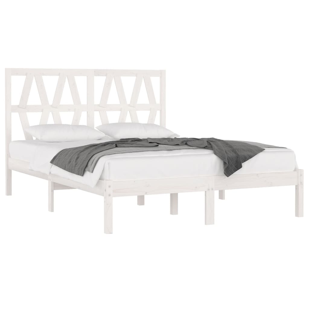 Cadre de lit sans matelas blanc bois massif - XIOS