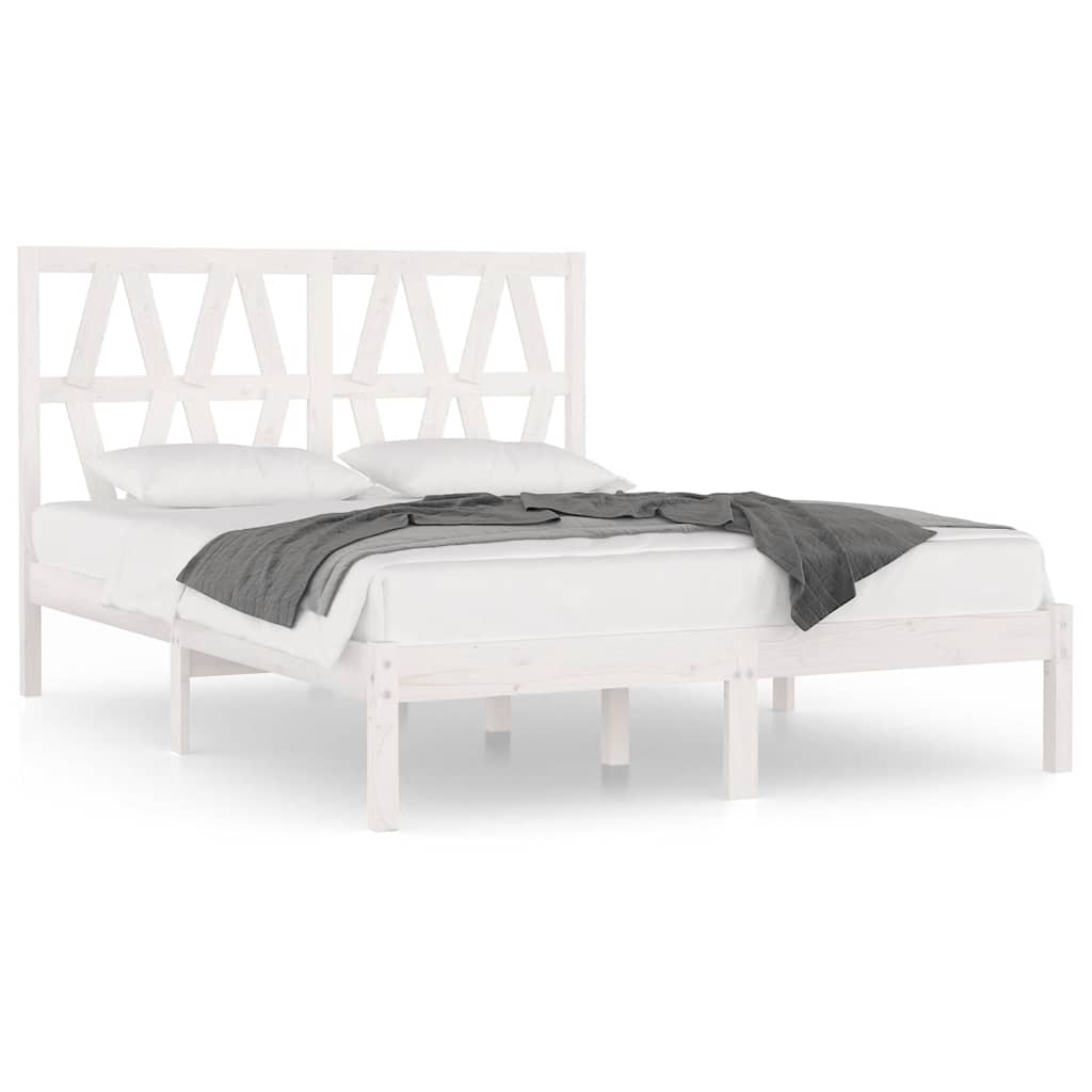 Cadre de lit sans matelas blanc bois massif 120x200 cm - XIOS