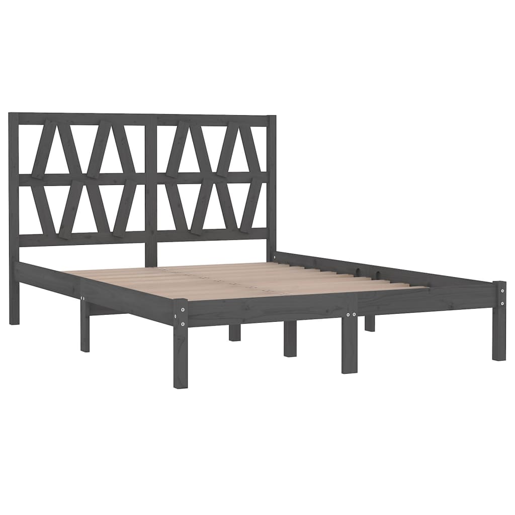 Cadre de lit sans matelas gris bois massif 200x200 cm - XIOS