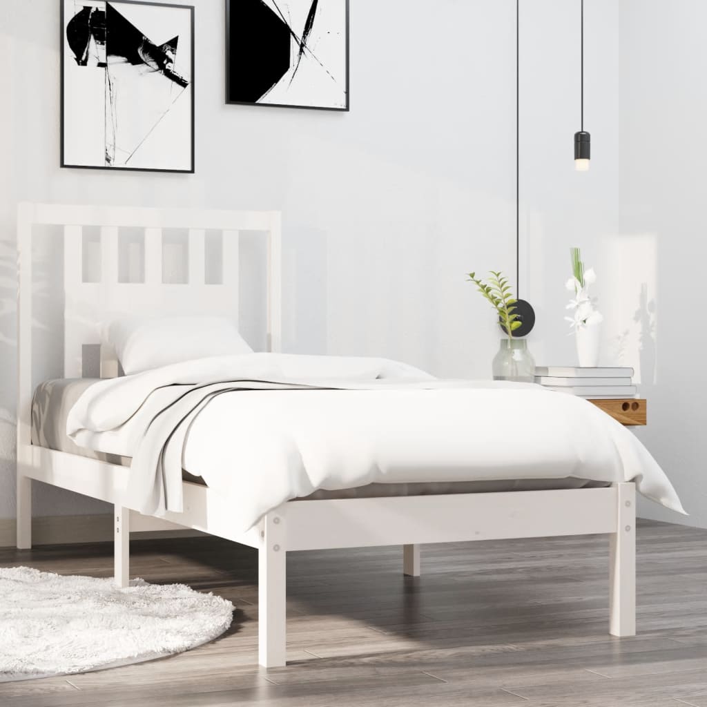 Cadre de lit sans matelas blanc bois massif - XIOS